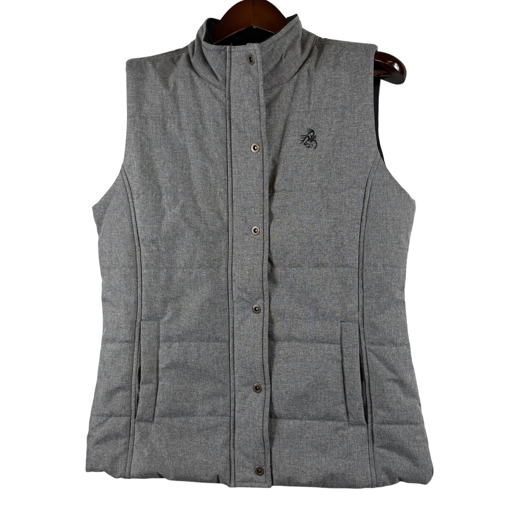 Legendary Whitetails Women's M Gray Quilted Puffer Vest Full Zip Snap Pockets